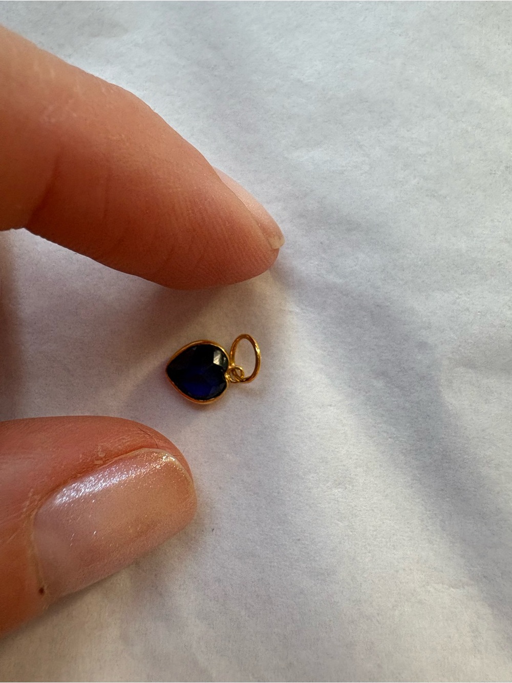 14k Gold Sapphire Heart Pendant - Picture 6 of 6